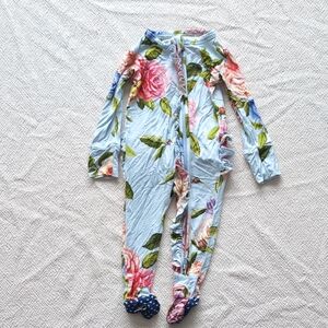 Posh Peanut Footies Blue Floral 3-6 Months